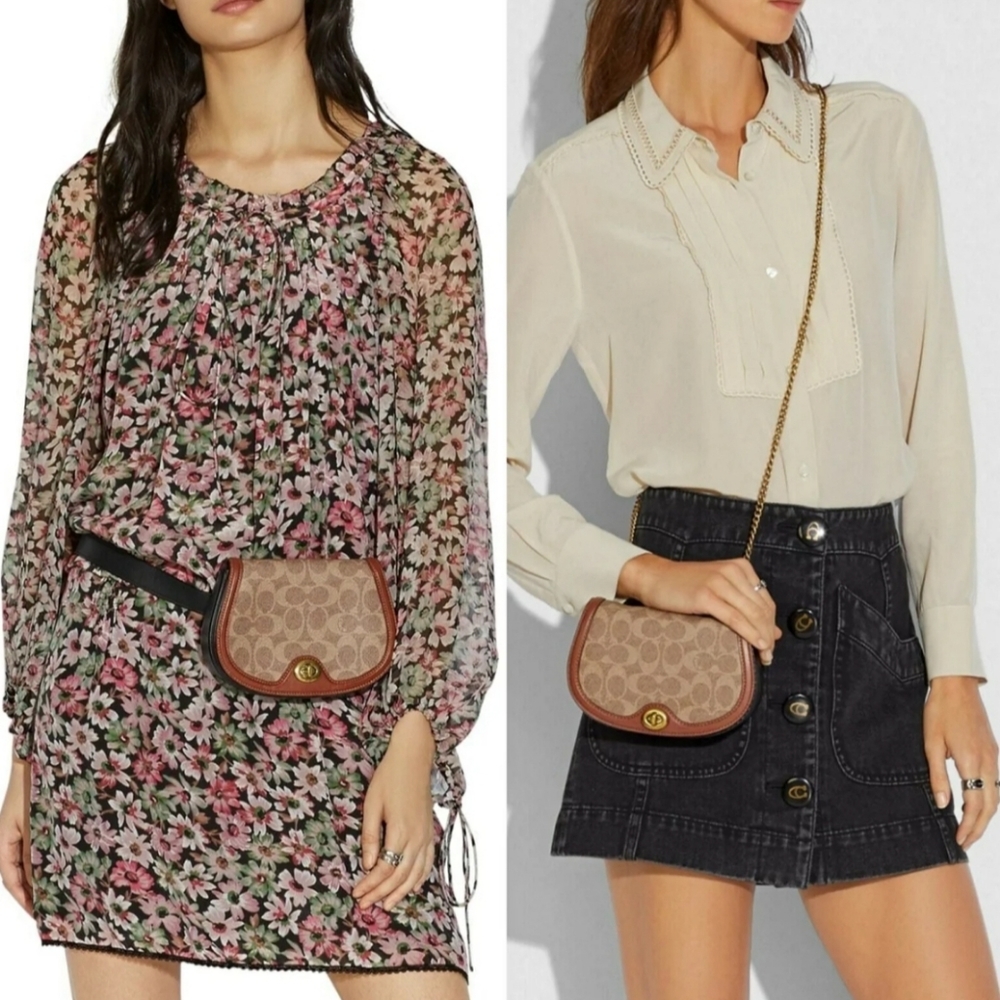 COACH Saddle Belt Bag In Colorblock Signature Canv